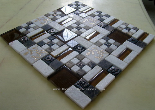 Mixed Material Mosaic - Glass With Stone Mosaic