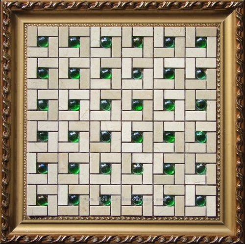 Mixed Material Mosaic - Glass With Stone  Mixed Resin Mosaic